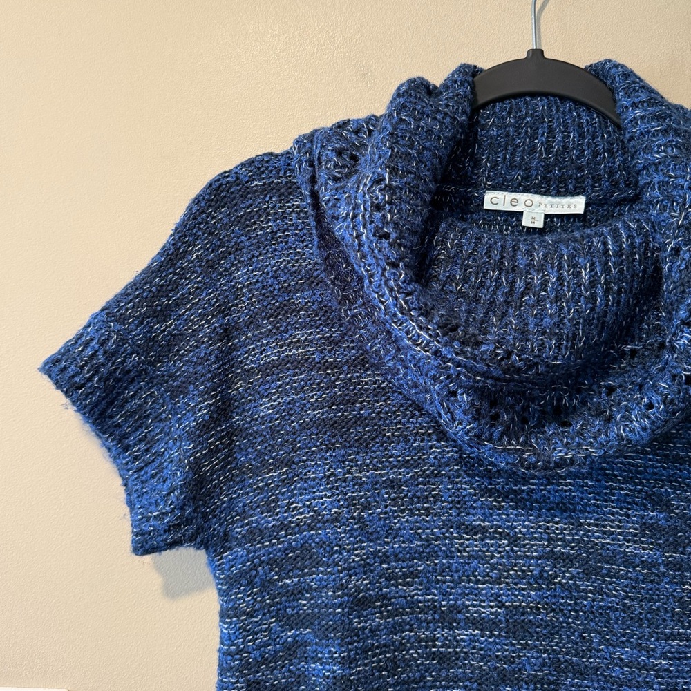 Cleo Petites Blue Cowl Neck Tunic Sweater - Picture 7 of 12